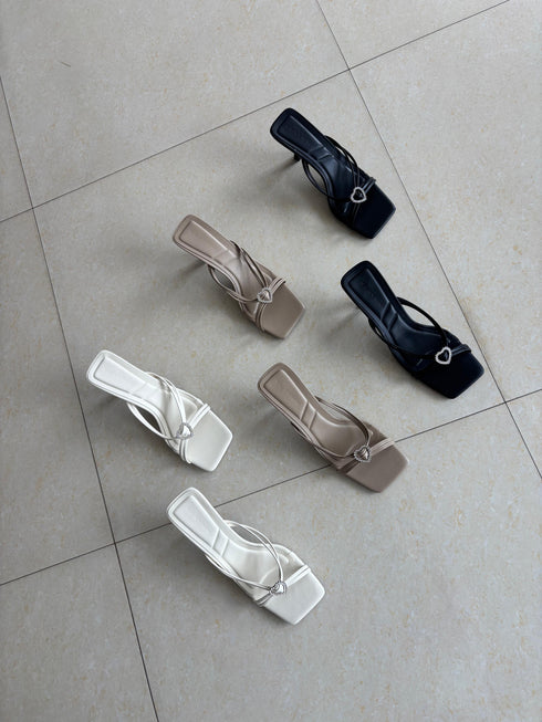 Women Square Open Toe Slid On Heel